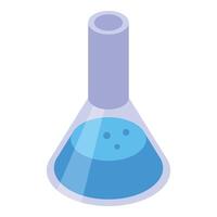 Chemical erlenmeyer flask containing blue liquid for scientific experimentation vector