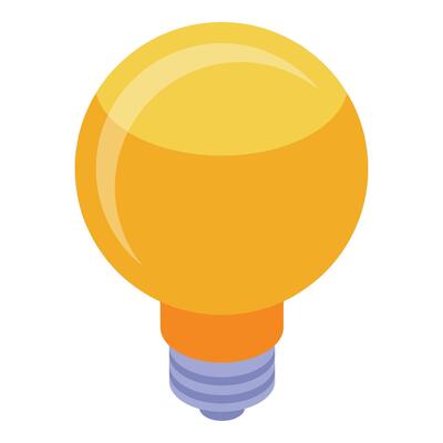 Bright yellow light bulb shining with creative energy