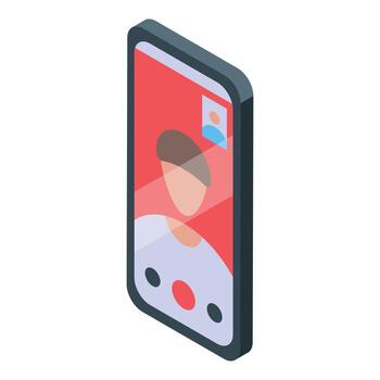 Smartphone showing call with recording button isometric view vector