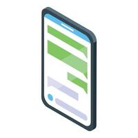 Smartphone showing chat conversation with isometric view vector