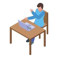 Online teacher explaining lesson during conference call vector