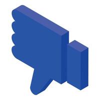 Blue thumbs down dislike isometric icon expressing negative feedback vector