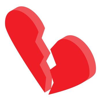 Broken heart split in two symbolizing sadness and separation vector