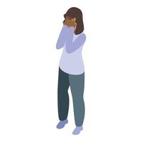 Young woman hiding face expressing shame and embarrassment vector