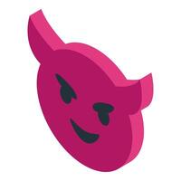 Devilish wink emoji expressing mischief and playfulness in isometric view vector
