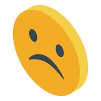 Sad yellow face emoji expressing disappointment isometric icon vector