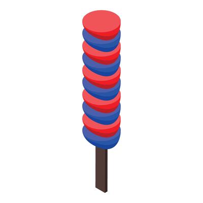 Round spiral lollipop with red and blue stripes making a delicious swirl
