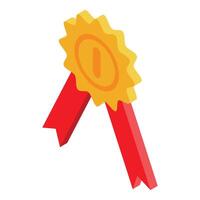 Golden medal with red ribbon symbolizing achievement and success vector