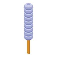 Round ice cream on wooden stick refreshing summer dessert vector