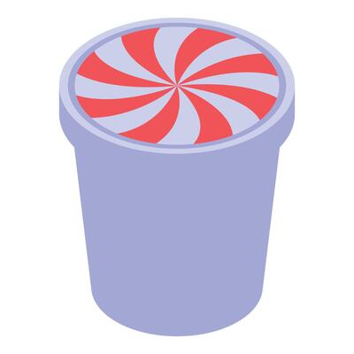 Plastic yogurt cup with red and white swirl design lid