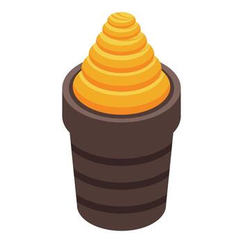 Honey production process showing honeycomb in pot isometric view vector