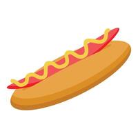 Delicious hot dog with mustard lying on a white background vector