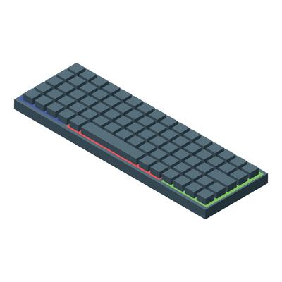Modern wireless keyboard with rgb lighting showing isometric view