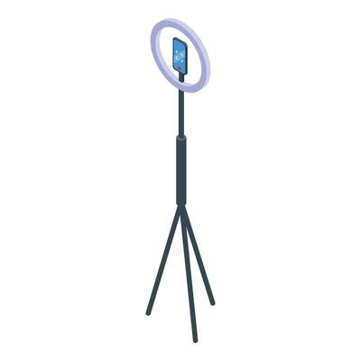 Ring light with tripod holding smartphone for streaming or recording
