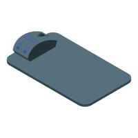 Wireless mouse sitting on mouse pad with rgb lighting effect vector