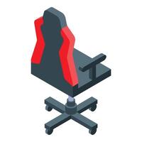 Modern gaming chair rotating on wheels, comfortable seat for playing games vector