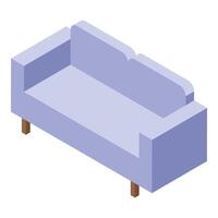 A purple couch is shown in an isometric view vector