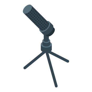 Studio microphone on tripod stand isometric view broadcasting equipment vector