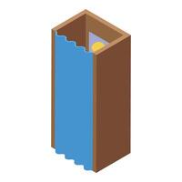 Voting booth with blue curtain and ballot box inside, ensuring privacy and security in elections vector
