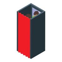 People using photo booth with red curtain taking pictures vector