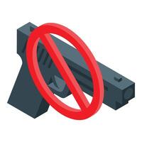 Stop gun violence, red prohibition sign crossing out handgun, no weapons allowed vector