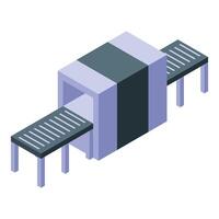 Airport baggage scanner conveyor belt isometric view vector