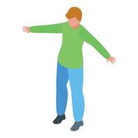 Teenager balancing with open arms maintaining equilibrium vector