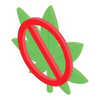 Red prohibition sign crossing out cannabis leaf representing marijuana ban vector
