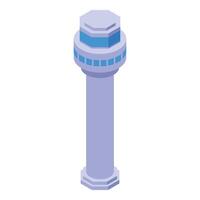Airport control tower managing air traffic isometric icon vector