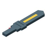 Electric soldering iron with yellow stripe and red led indicator light isometric view vector