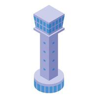Airport control tower managing air traffic flow, isometric view vector