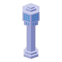 Isometric airport control tower managing air traffic vector