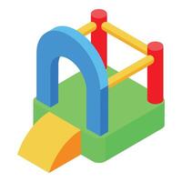 Colorful playground equipment featuring slide, arch, and horizontal bars for children's fun vector