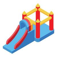 A slide and a bouncy castle on a white background vector