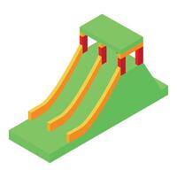 Double slide providing fun and entertainment in isometric view vector