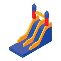 Inflatable double slide shaped like a castle bringing joy and fun to children vector