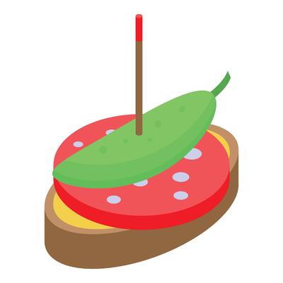 A sandwich with pickles and a toothpick