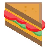 Delicious sandwich with cheese, tomato, and lettuce filling isometric icon vector