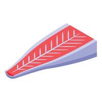 Fresh salmon fillet showing red meat and white fat isometric view vector
