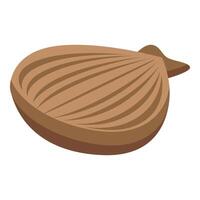 Closed scallop shell, marine bivalve mollusk from ocean or sea vector