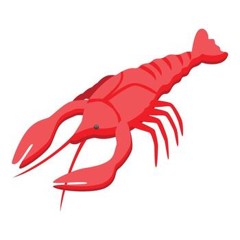 Red lobster showing claws and tail in isometric view vector