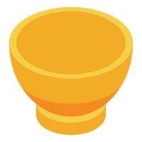 Empty golden bowl standing on white background isometric view vector