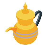 A yellow tea pot with a black handle vector
