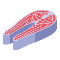 Fresh salmon steak showing red meat and white fat vector