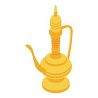 Golden aladin lamp jug representing wealth and magic in isometric view vector