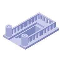 Isometric mikveh, a jewish ritual bath, exhibiting columns and railings vector