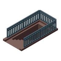 Underground passage with railings leading down a staircase vector