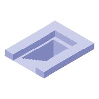 Empty rectangular concrete pool with stairs in isometric view vector