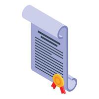 Notary public embossing official document with golden stamp and red ribbon vector