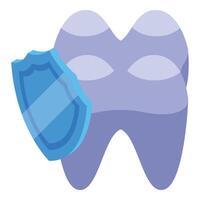 Protecting tooth enamel with a shield, dental health and hygiene concept vector
